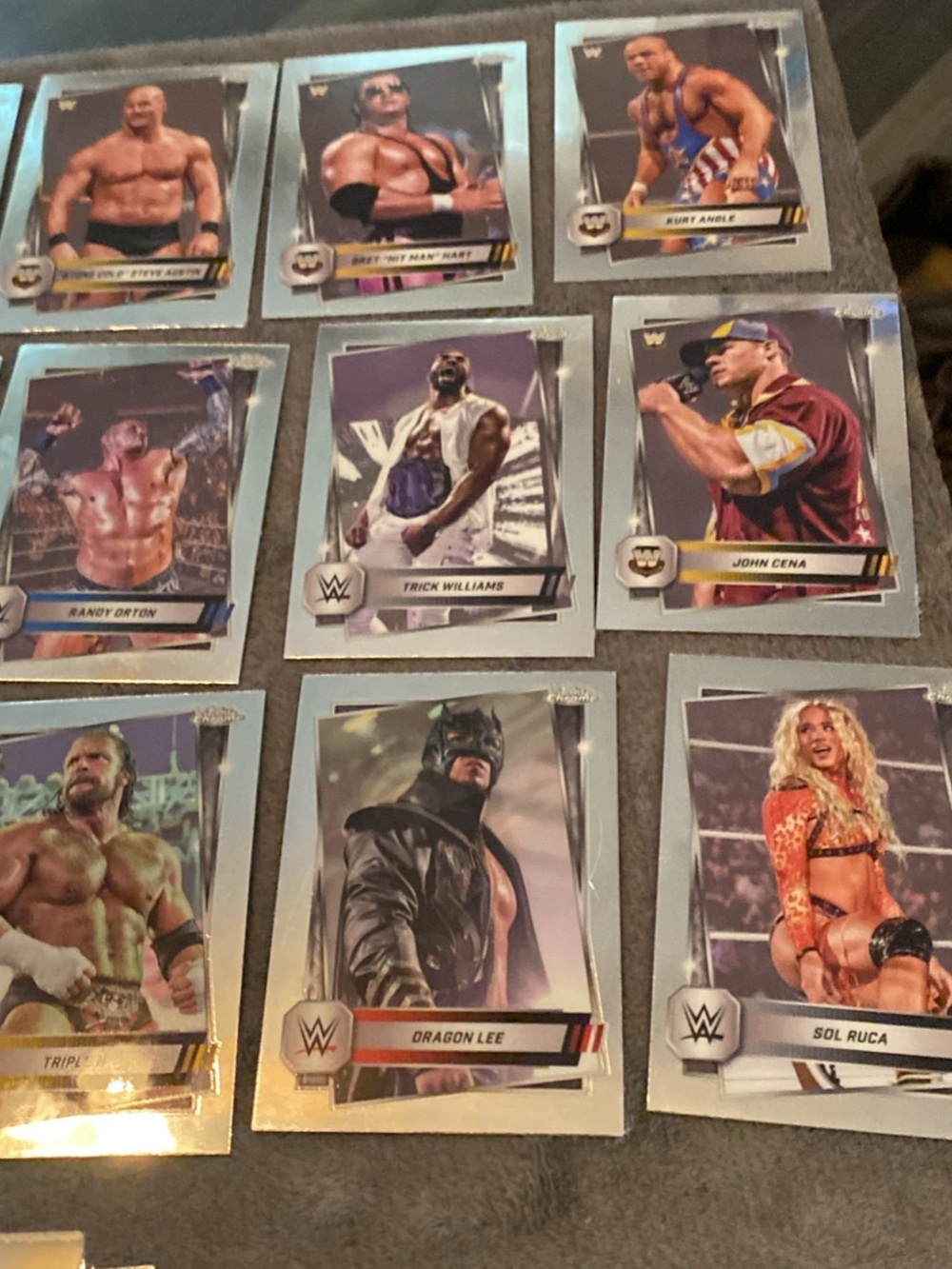 WWE Trading Cards - Silver Borders with Purple and Blue Accents